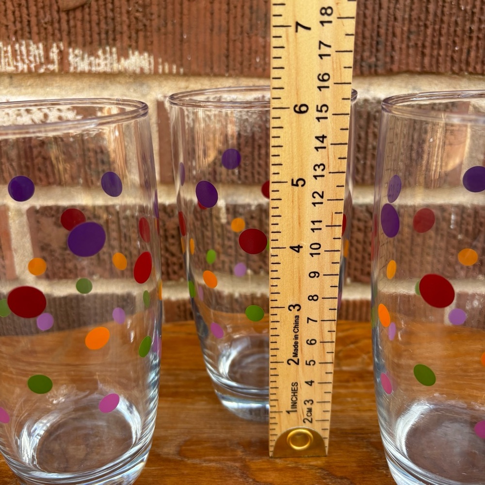 Pampered Chef Mixed Polka Lot of 4 Highball Drinking Glass Tumbler - Picture 7 of 9